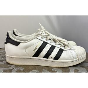 Adidas Superstar Womens 9 White Black Shell Toe Retro Sneakers C77153